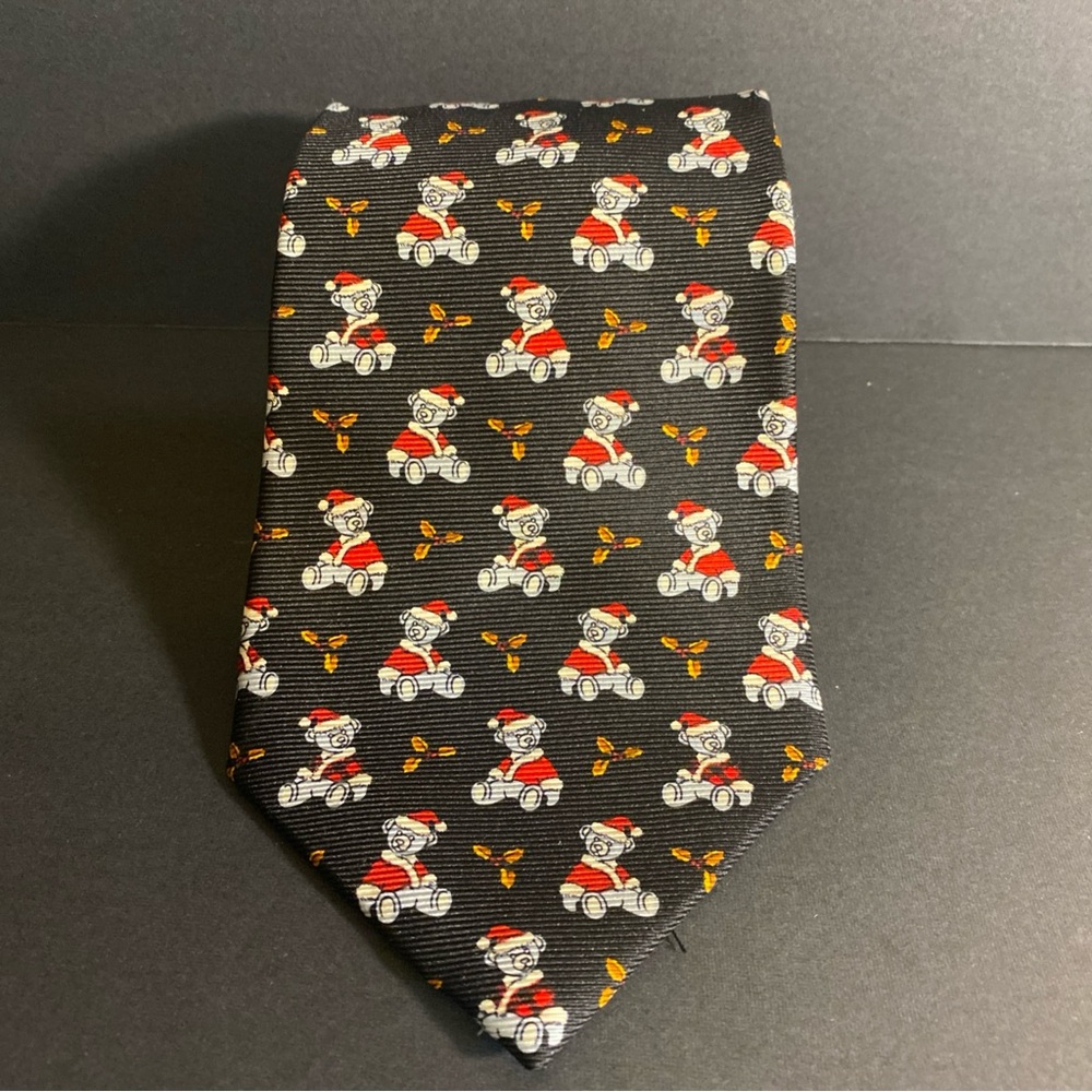 Paul Frederick 100% Hand Tailored‎ Silk Tie Bears In Santa Suit AOP Christmas